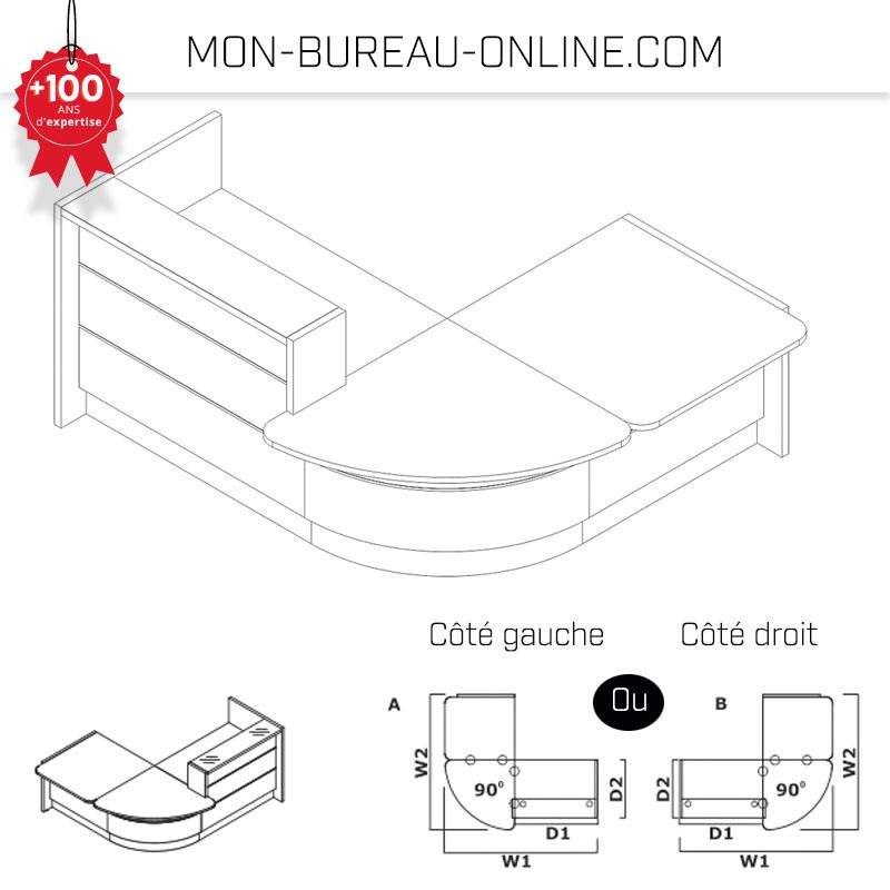 Banque D Accueil Avec Comptoir En Angle Lumineuse 15 Coloris