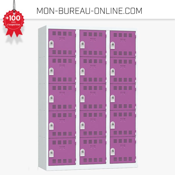 Vestiaire industriel 2 casiers - H.180 x L.40 cm - 7 coloris