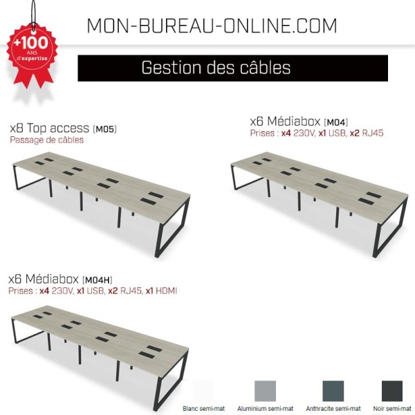 Goulotte noire pour plateau longueur 120 cm et 140 cm. Dimensions : 65 x 85  cm