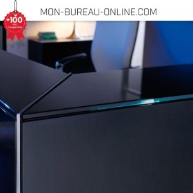 Banque d'accueil d'angle + PMR en verre