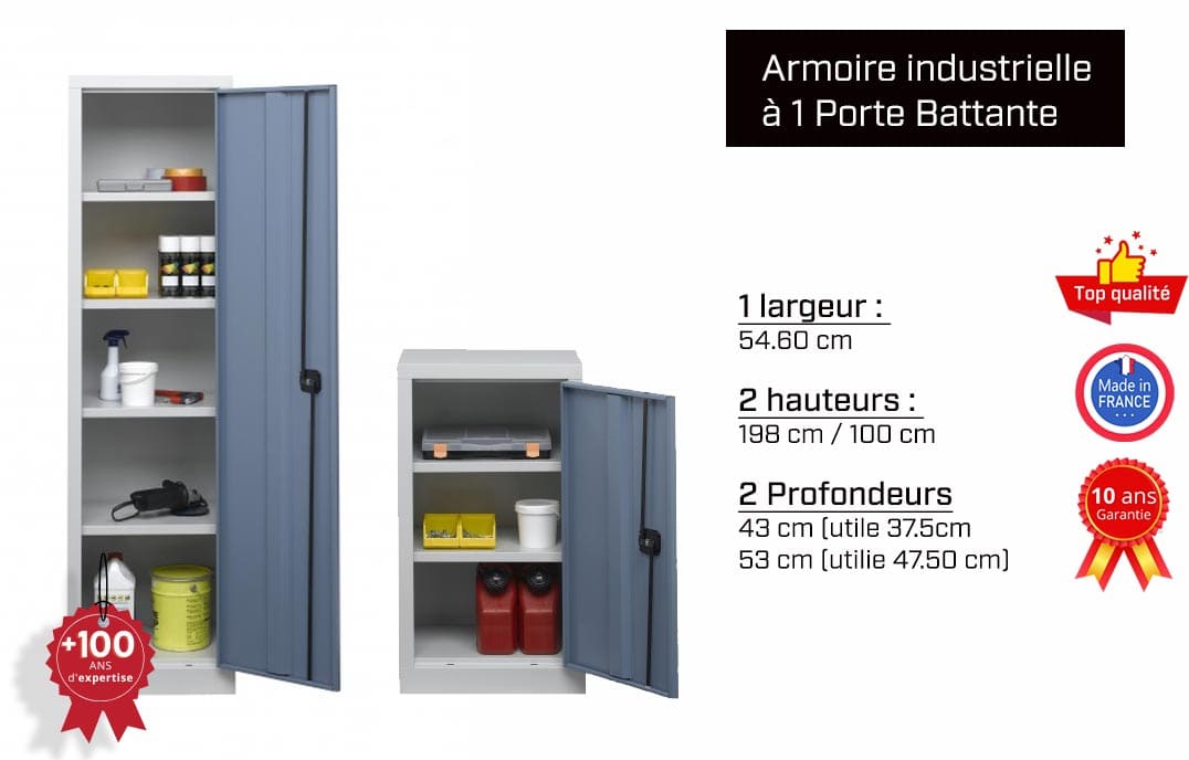 Armoire industrielle haute à porte battante