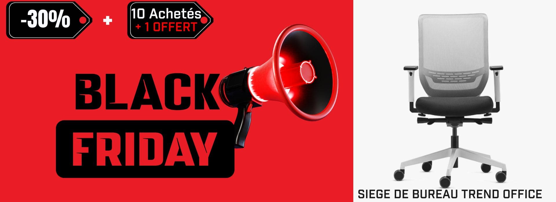 Black Friday - 30% sur les sièges de bureau